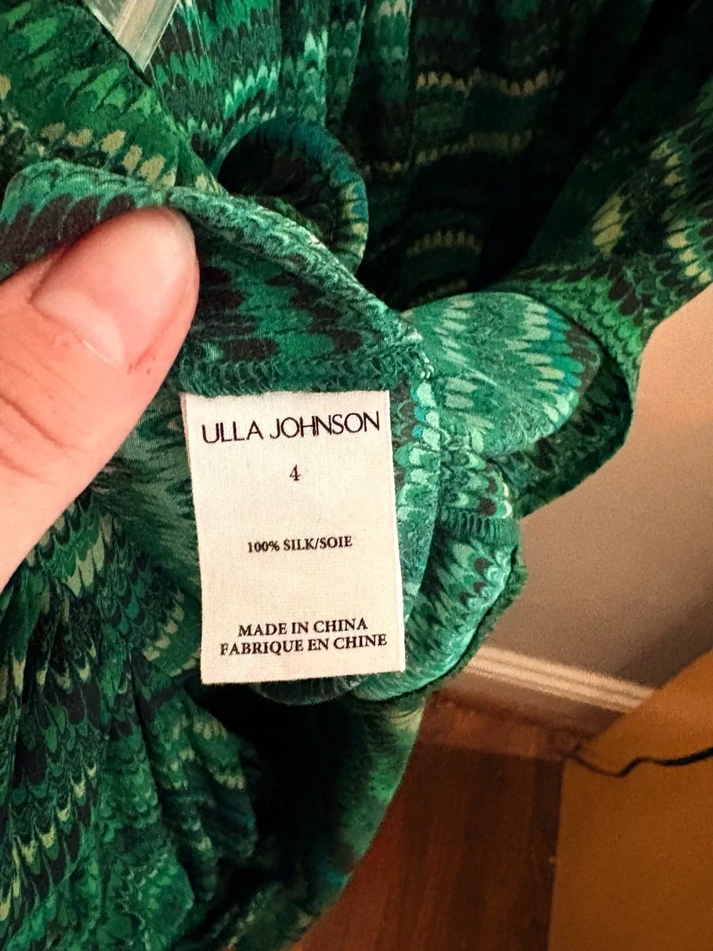Ulla Johnson Emerald Wave Short-Sleeve Blouse